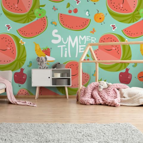 Watermelon' Wallpaper by Tea Collection - Baby Blue