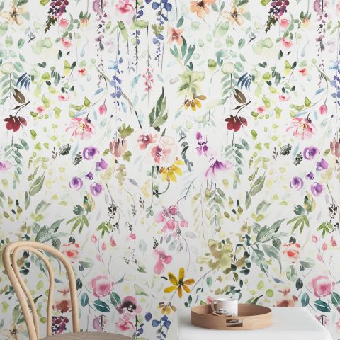 Watercolor Wildflower Wallpaper Mural • Wallmur®