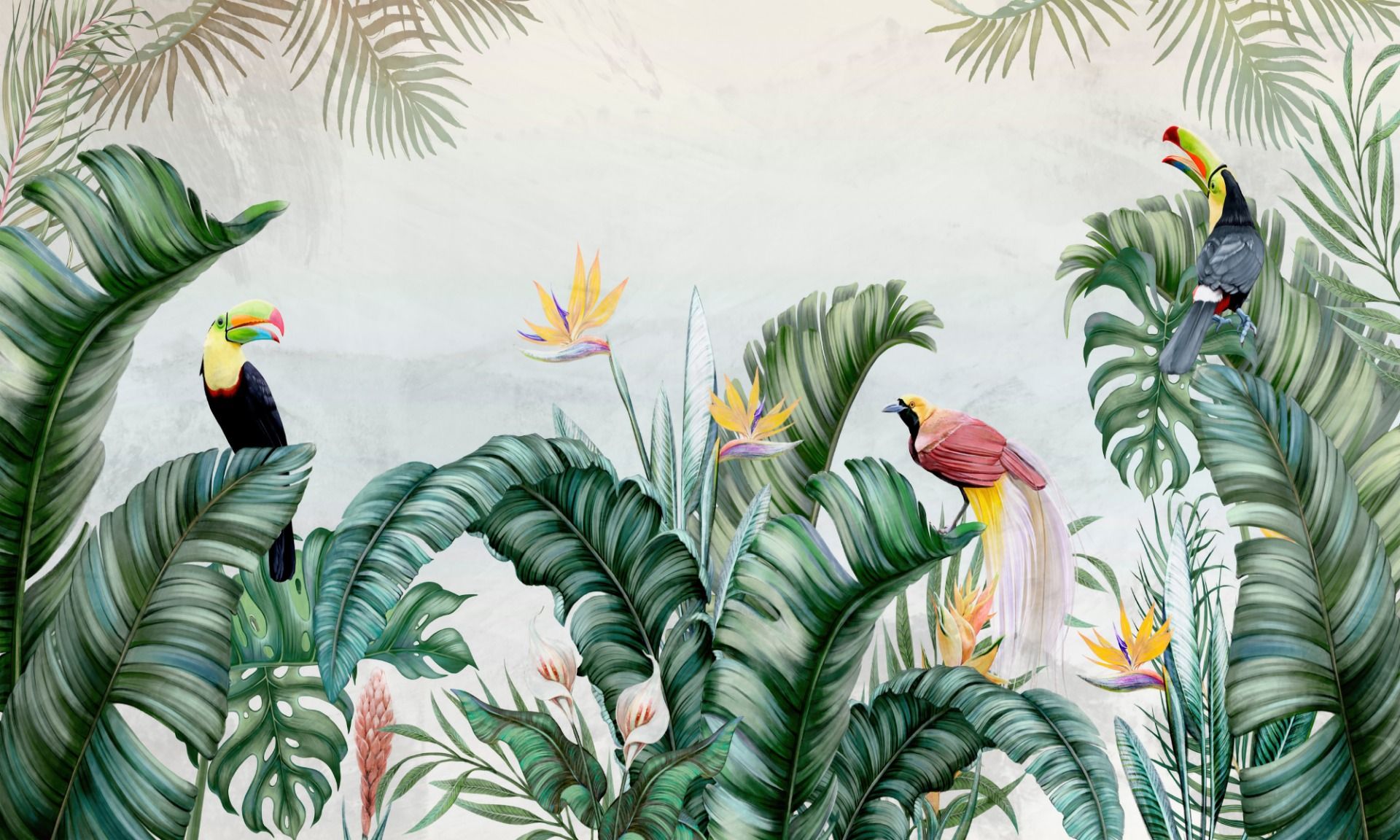 Tropical Jungle Print Mural - Murals Your Way