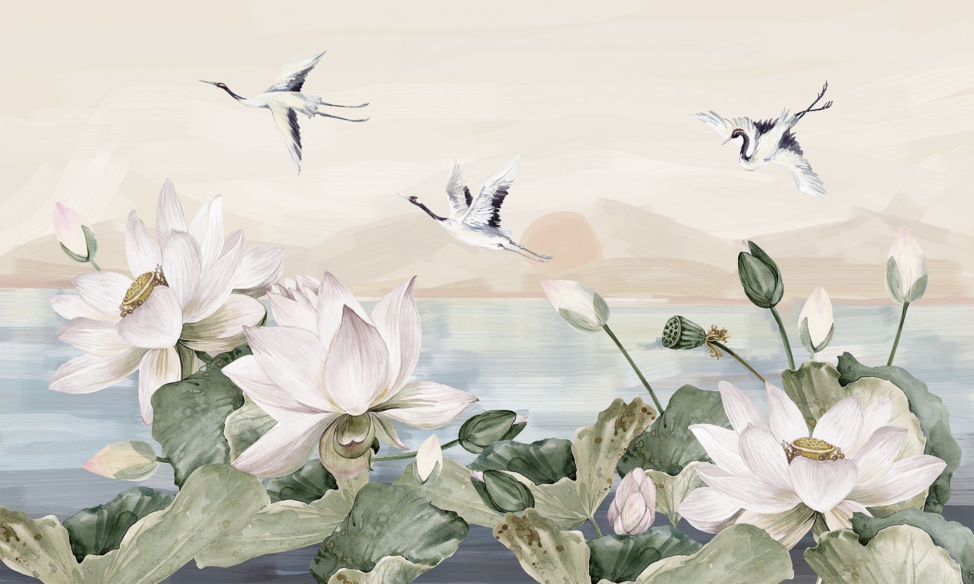 white lotus flower painting
