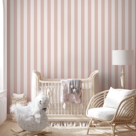 Soft Blue/Pink Stripe Lines for Kids Nursery Wallpaper Mural • Wallmur®