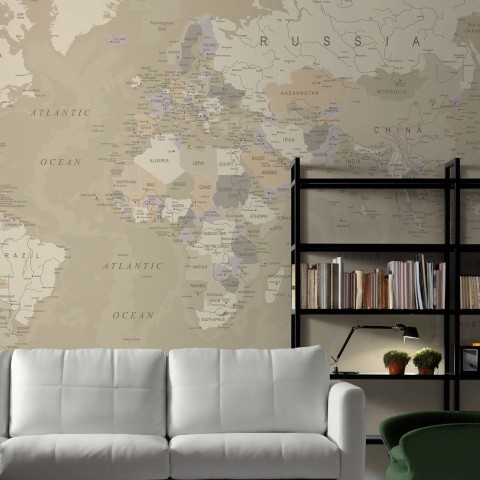 Brown & Brown Political World Map Wallpaper Mural • Wallmur®